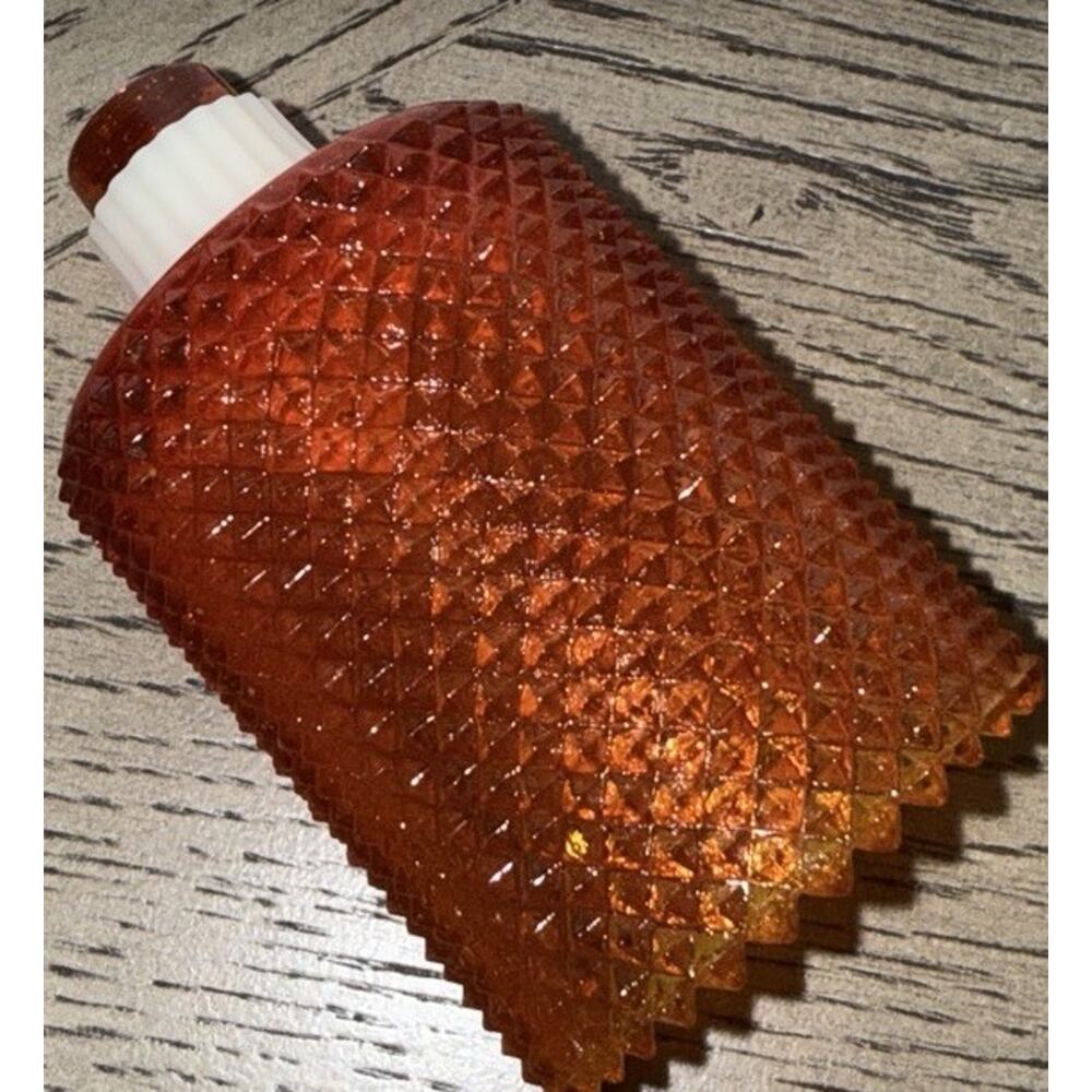 Vintage Faroy Orange Amberina Diamond Point Votive Peg Candle Holder 1970s GLOWS